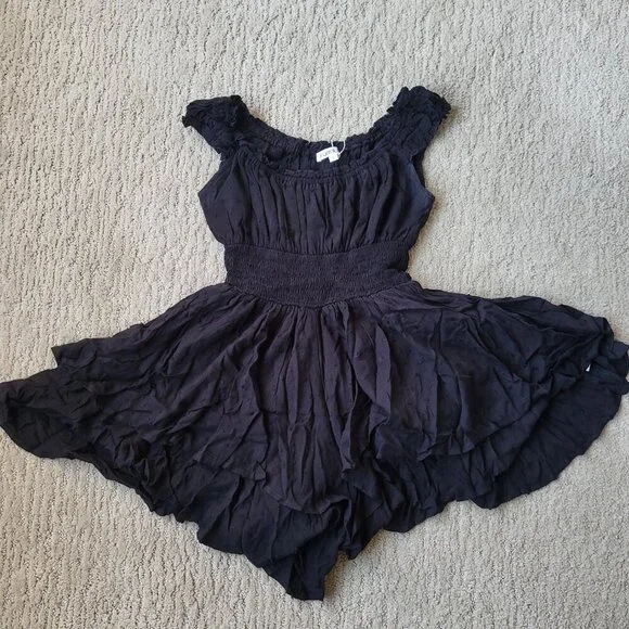 Women's FOROLAV Off Shoulder Flowy Romper – Black – Size S – NWT - Picture 3 of 13